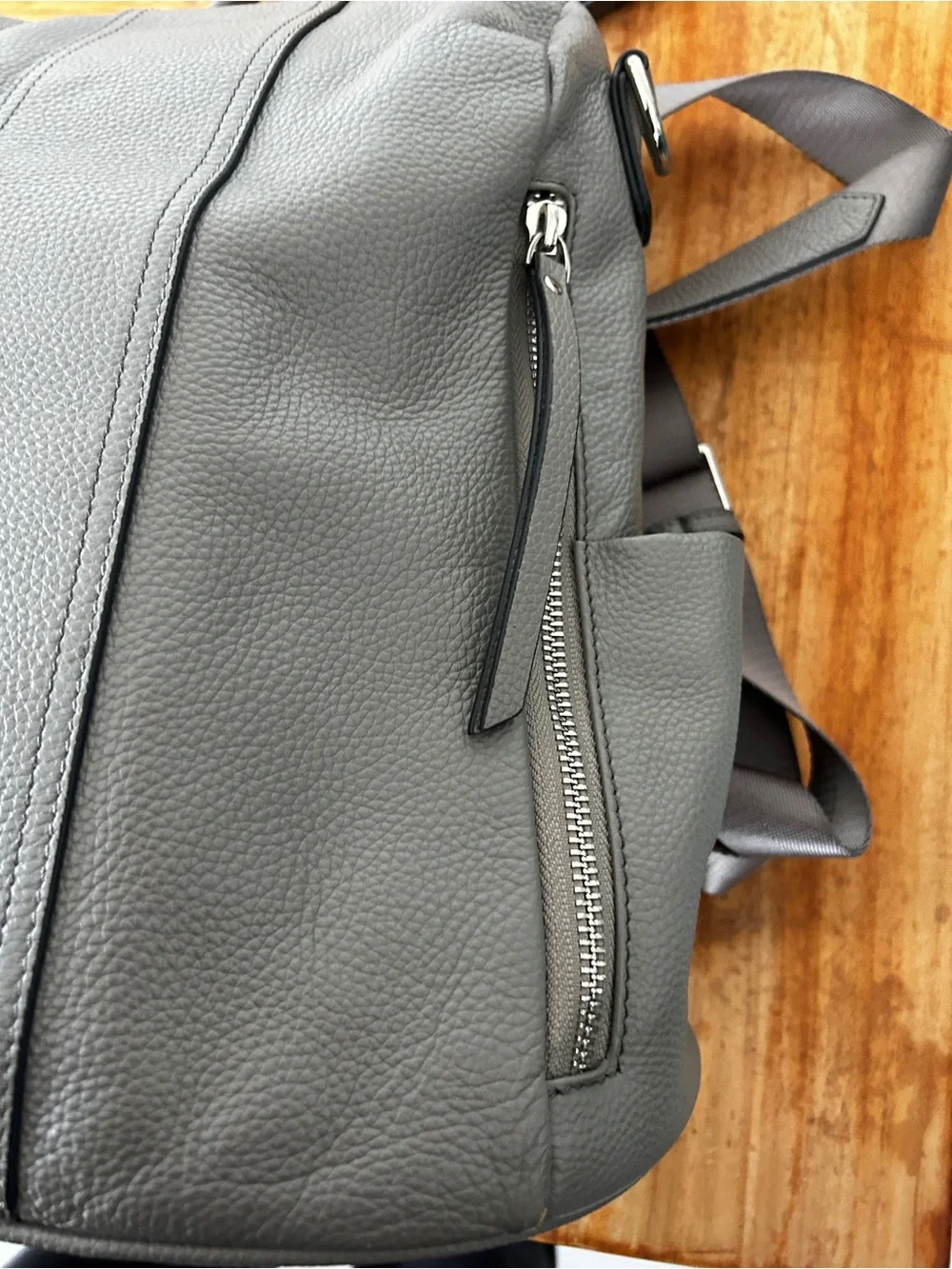 S-ZONE Leather Backpack Purses for Women Antitheft Bag - Medium - Grey